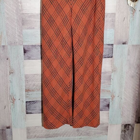 Vintage Disco Orange/Black Woven Polyester High Waist Slacks Pants Sz M/L? 623 - Picture 4 of 9